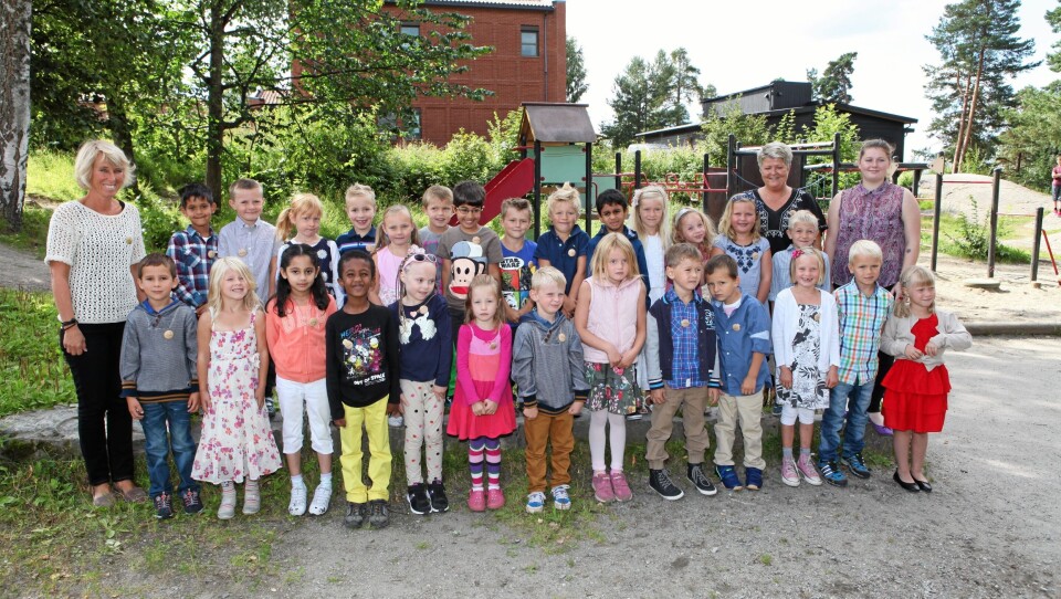 FLOTTE BARN: Vi mimrer oss tilbake til skolestart i 2013. Her ser du klasse 1A ved Greverud skole FLOTTE BARN: Vi mimrer oss tilbake til skolestart i 2013. Her ser du klasse 1A ved Greverud skole