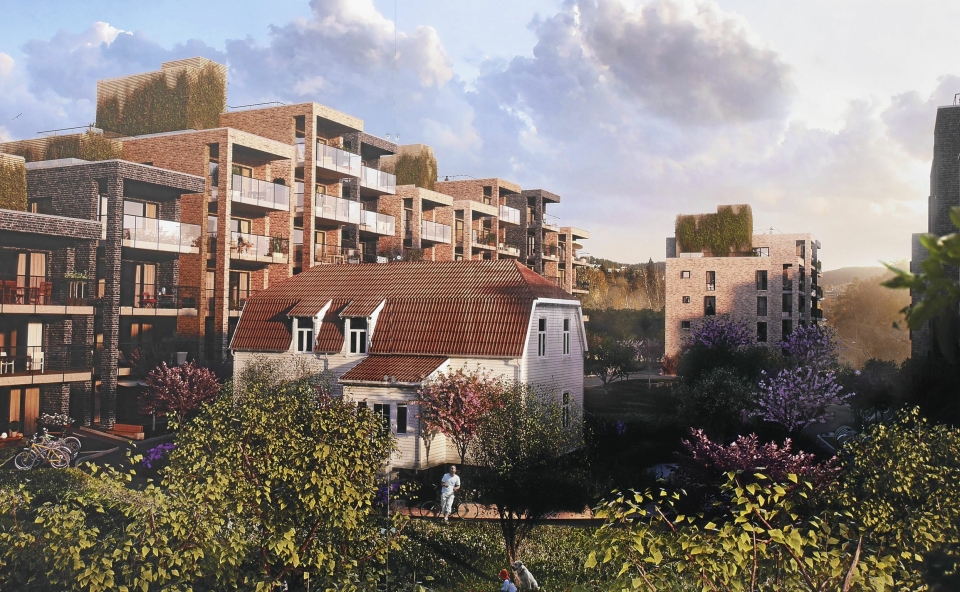 SLIK SKAL DEN SE UT: Villa Breskeskjær vil fungere som miljøskapende grendehus for den nye bebyggelsen i Ormerudveien.