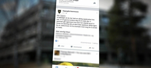 La ut svar på Ingunns Facebook-klage til Høyås i det offentlige statusfeltet på kommunens Facebook-side - med navnetagg