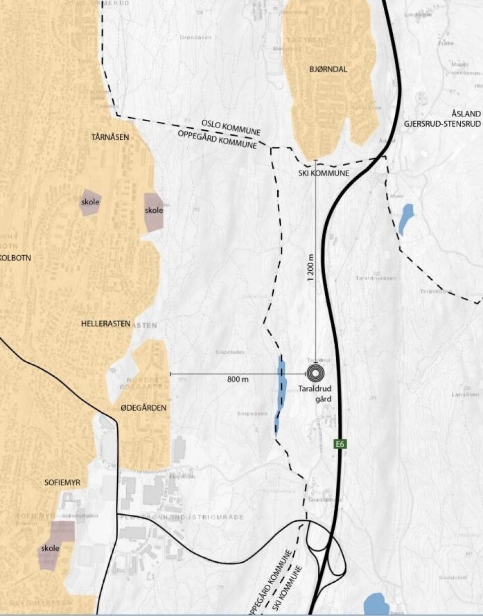 800 TIL 1000 METER UNNA: Oversikten viser avstand til de nærliggende boligområdene på Ødegården, Hellerasten, Sofiemyr og Tårnåsen. De ligger 800 til 1000 meter unna planområdet. 800 TIL 1000 METER UNNA: Oversikten viser avstand til de nærliggende boligområdene på Ødegården, Hellerasten, Sofiemyr og Tårnåsen. De ligger 800 til 1000 meter unna planområdet.