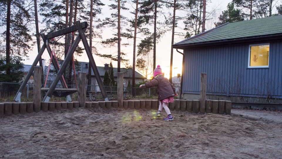 NOE SOM MANGLER: Her sto det en gang lekeapparater, som nå er tatt vekk av sikkerhetsmessige årsaker. NOE SOM MANGLER: Her sto det en gang lekeapparater, som nå er tatt vekk av sikkerhetsmessige årsaker.