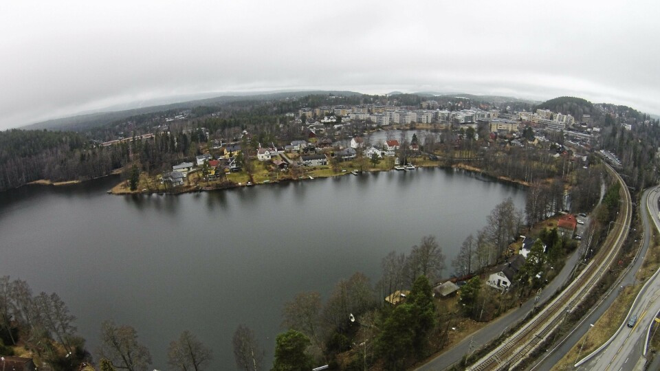 SETT FRA SOLBRÅTAN: Her ser du Kolbotn sentrum., sett fra fugleperspektiv, slik det ser ut i dag.