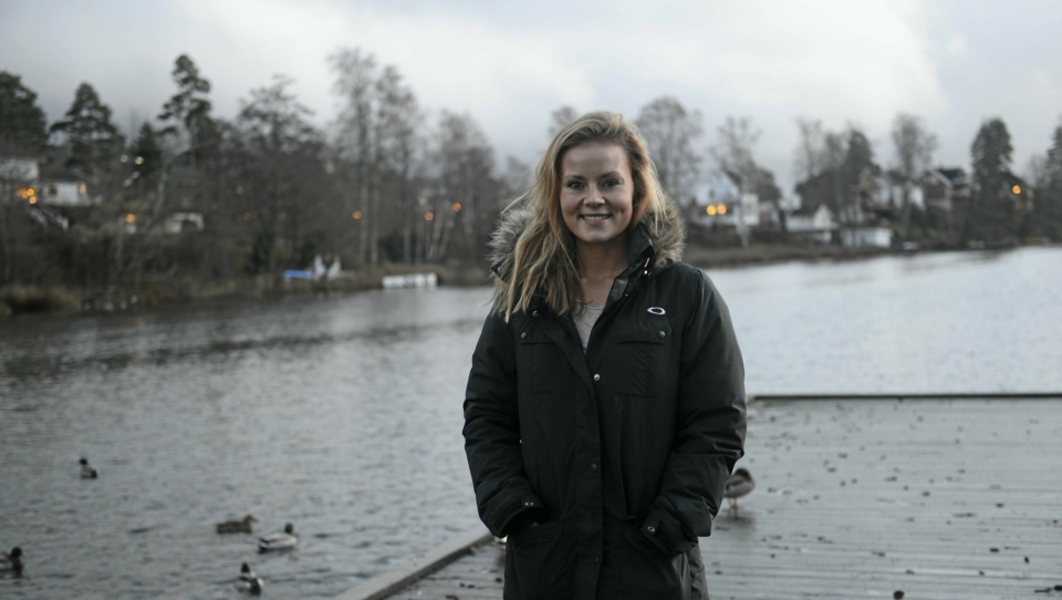 SMILER BRETT: Helene Olafsen, her fotografert på sin gamle hjemplass Kolbotn, kan altså gå helt til topps i NRKs Mesternes Mester.