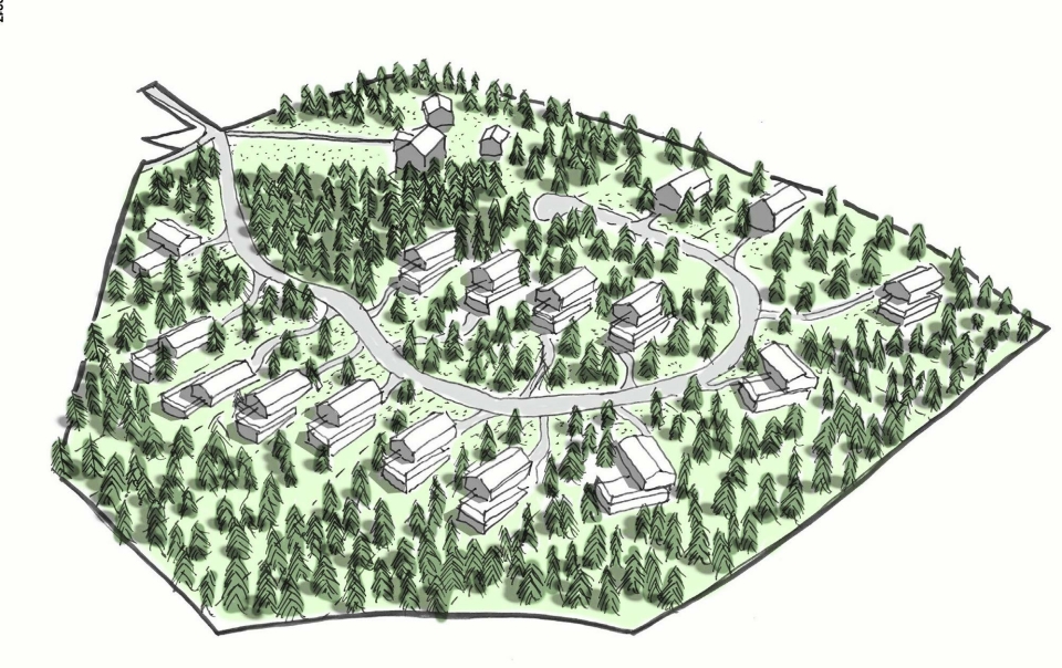BOLIGOMRÅDE: Slik ser tegningen av det planlagte boligområde i Undsetskogen ut.