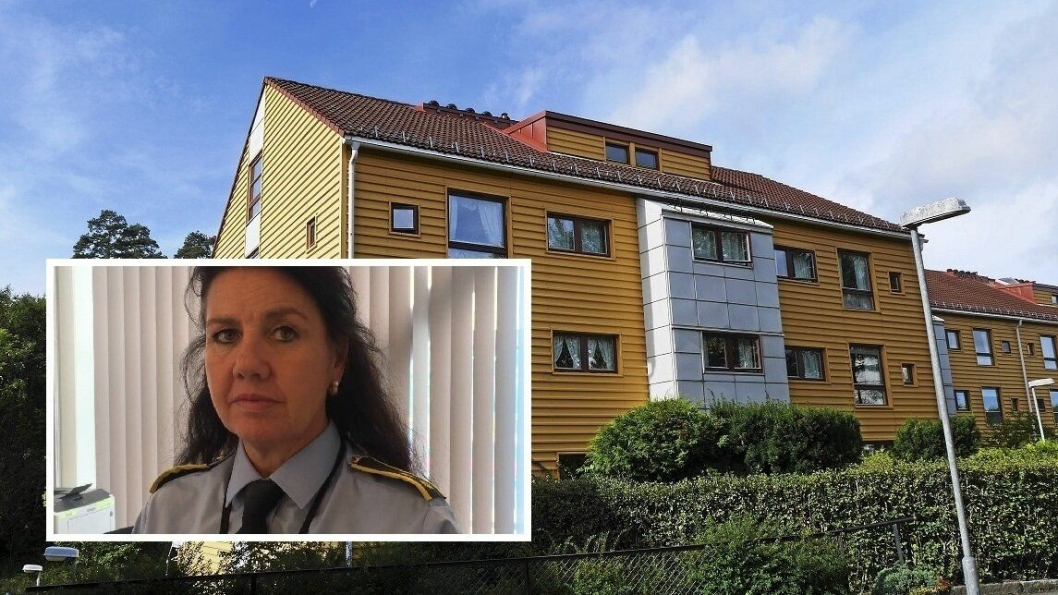 ETTERFORSKER: Politioverbetjent, Rikke Hallgren ved Øst politidistrikt forteller om politiets teorier bak overfallet på en 18 år gammel jente ved denne boligblokken på Greverud.
