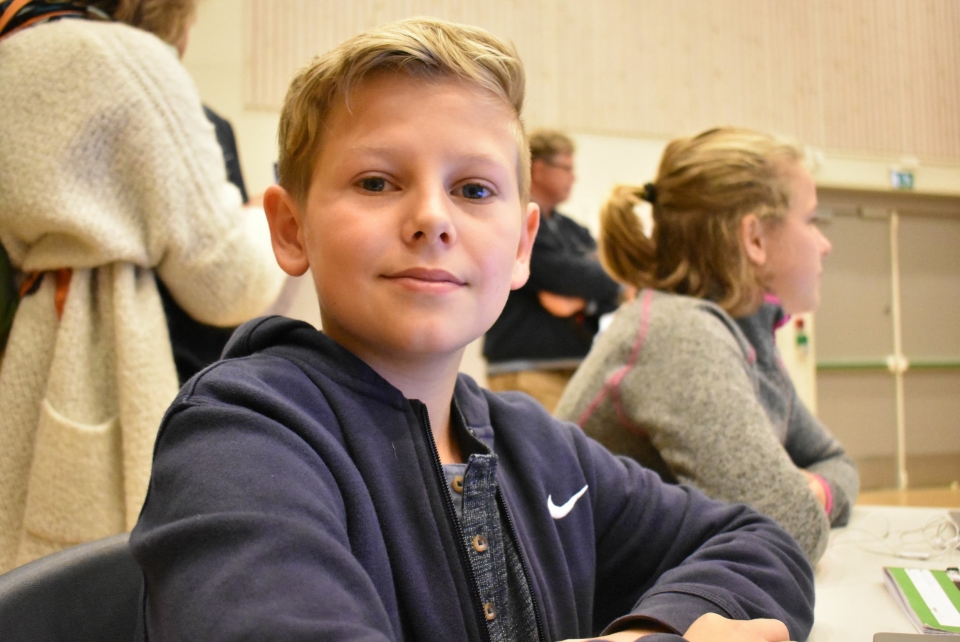 FLINK: Adrian Antonsen (12, snart 13) i timen på Flåtestad skole.