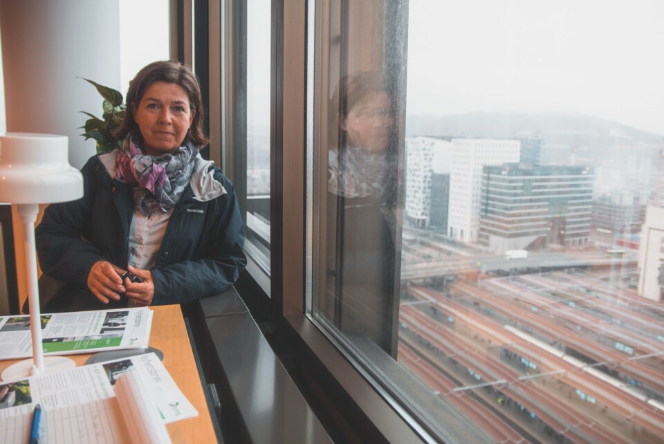 UTSIKT: Fra Ann Kristin Bråthens kontor i 15. etasje i Posthuset har hun god utsikt ned til sporene i Oslo S. UTSIKT: Fra Ann Kristin Bråthens kontor i 15. etasje i Posthuset har hun god utsikt ned til sporene i Oslo S.
