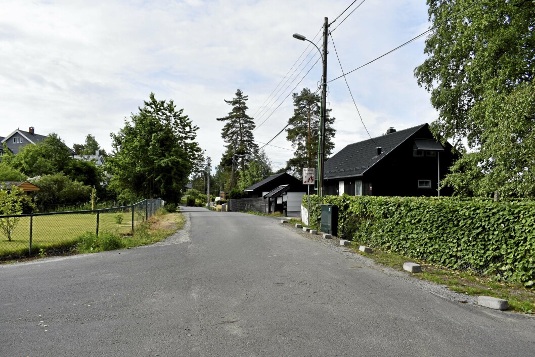 HER SKJEDDE DET: I Skogveien, rett ved innkjørselen til Mellomveien som knytter sammen Skogveien og Fjellveien. Bilen kjørte inn i hekken til høyre i bildet og i den grønne trafoboksen (som nå tydeligvis er på plass igjen). HER SKJEDDE DET: I Skogveien, rett ved innkjørselen til Mellomveien som knytter sammen Skogveien og Fjellveien. Bilen kjørte inn i hekken til høyre i bildet og i den grønne trafoboksen (som nå tydeligvis er på plass igjen).