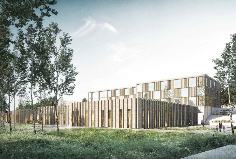 TERRASSE: Deler av bygningskroppene til skolen og idrettshallen ligger rett oppå hverandre. TERRASSE: Deler av bygningskroppene til skolen og idrettshallen ligger rett oppå hverandre.