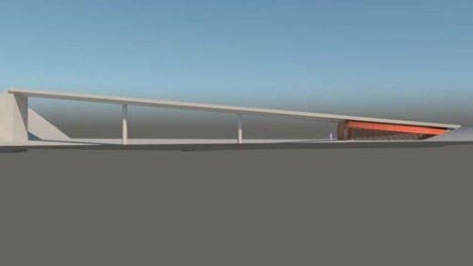 MOT ROSENHOLMVEIEN: Her kan du se sykkelhotellet sett fra nord. Det skal plasseres i det hjørnet av broen som er nærmest Rosenholmveien. MOT ROSENHOLMVEIEN: Her kan du se sykkelhotellet sett fra nord. Det skal plasseres i det hjørnet av broen som er nærmest Rosenholmveien.