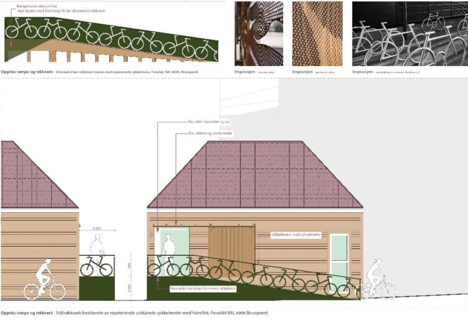 RAMPE- OG REKKVERKSLØSNINGEN FOR PAKKHUSET: Dette er den siste planen for ombyggingen av pakkhuset. RAMPE- OG REKKVERKSLØSNINGEN FOR PAKKHUSET: Dette er den siste planen for ombyggingen av pakkhuset.