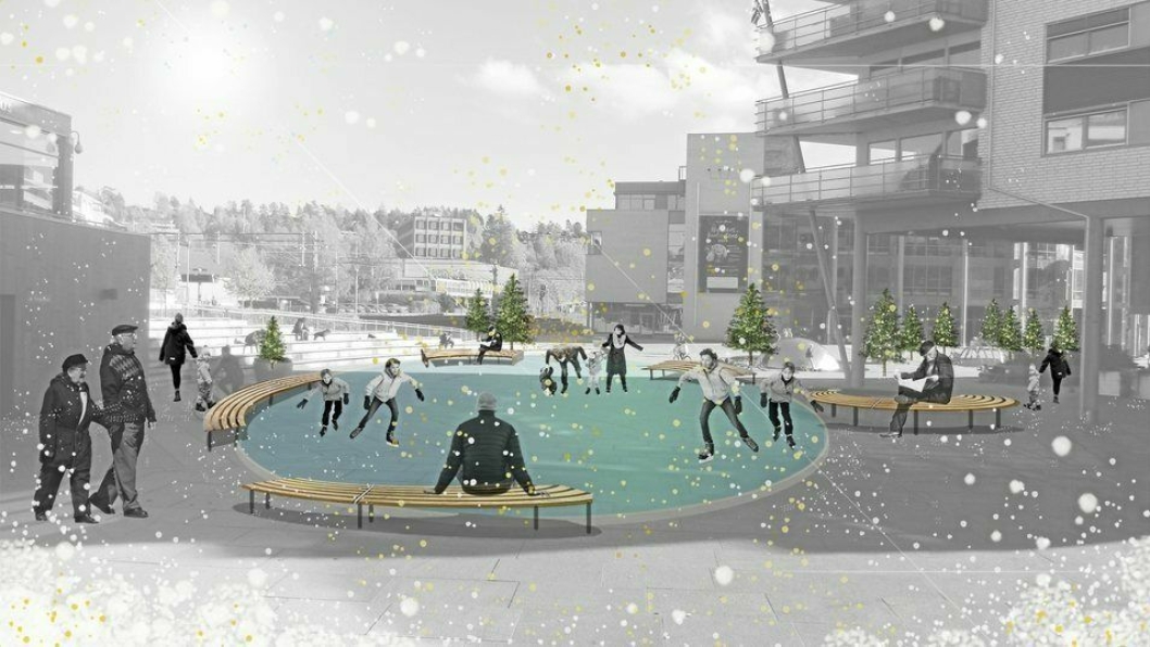 VINTER-IDYLL: Slik presenterte kommunen i begynnelsen av november i fjor planen for Vinterland på Jan Baalsruds plass i Kolbotn sentrum.