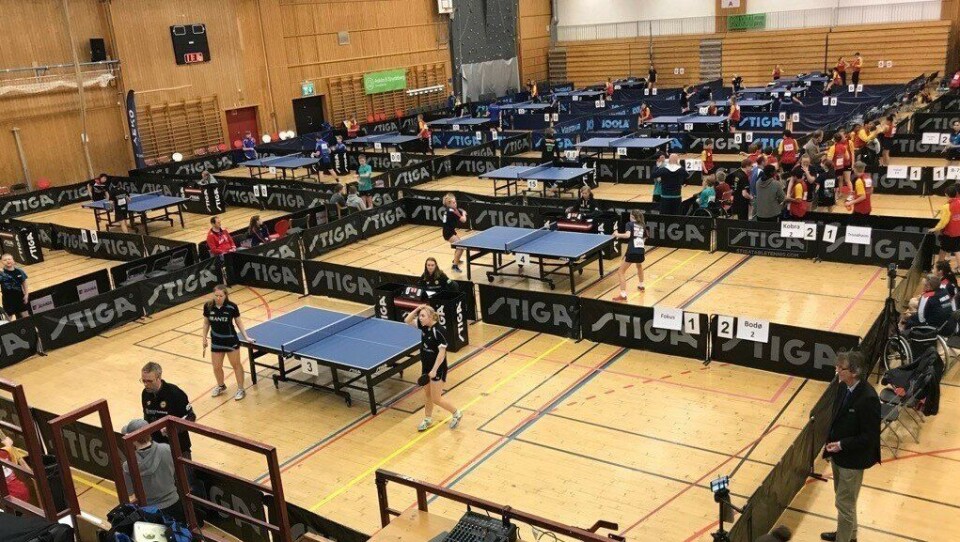 FJERDE ÅRET: NM i bordtennis for yngre blir arrangert i Sofiemyrhallen for fjerde gang. Dette bildet ble tatt under fjorårets NM. FJERDE ÅRET: NM i bordtennis for yngre blir arrangert i Sofiemyrhallen for fjerde gang. Dette bildet ble tatt under fjorårets NM.