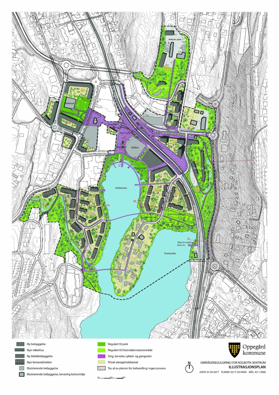 TO BROER: Illustrasjonsplanen for områdereguleringen for Kolbotn sentrum fra 1. mars 2017.