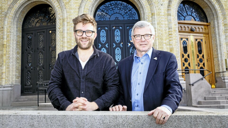 MØTES I KIRKEN: Onsdag møtes Kjell Magne Bondevik og Stefan Heggelund til samtale om tro i Sofiemyr kirke. MØTES I KIRKEN: Onsdag møtes Kjell Magne Bondevik og Stefan Heggelund til samtale om tro i Sofiemyr kirke.