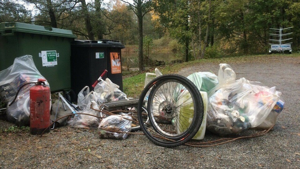 FANT MYE SØPPEL: Det dumpes bildekk, sykkelhjul, tomme malingspann, armeringsjern, plaststripser, gummimatter, vannslanger, brannslukningsapparat, sparkesykkel og mye annet. FANT MYE SØPPEL: Det dumpes bildekk, sykkelhjul, tomme malingspann, armeringsjern, plaststripser, gummimatter, vannslanger, brannslukningsapparat, sparkesykkel og mye annet.