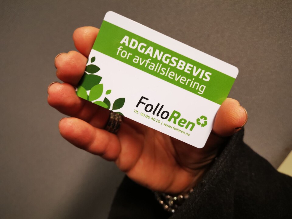 ADGANG: Slik ser adgangskortet til gjenvinningsstasjonen ut. Man kan også laste ned appen 'miljø-id'. ADGANG: Slik ser adgangskortet til gjenvinningsstasjonen ut. Man kan også laste ned appen 'miljø-id'.