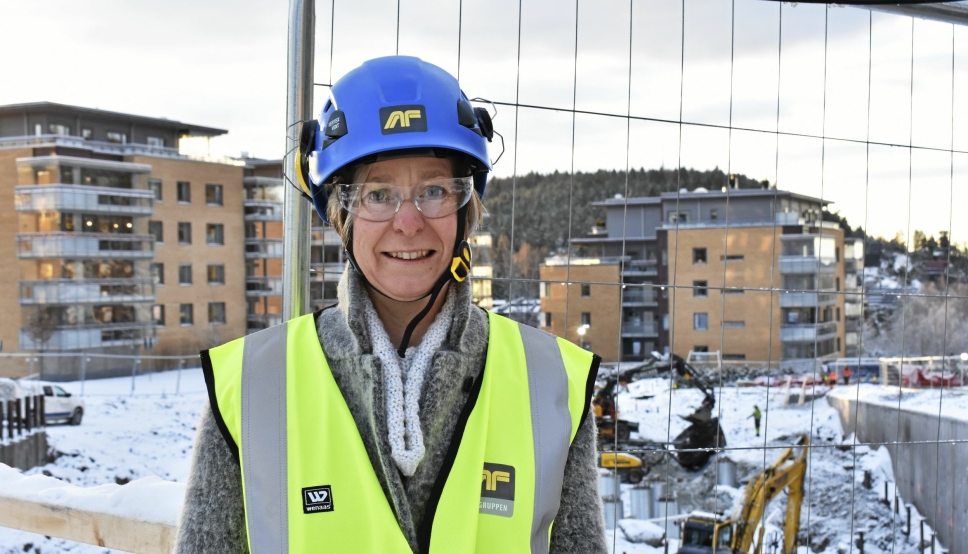 VIRKSOMHETSLEDER: Aud Val er virksomhetsleder for byggeprosjekter i Nordre Follo kommune. Dette bildet er fra byggingen av Kolbotn omsorgsboliger i 2017.