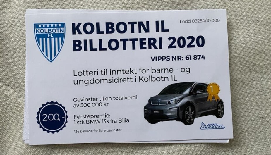 BEVISET: Billen ble trukket på lodd nummer 9254. Dette hadde Kjersti.