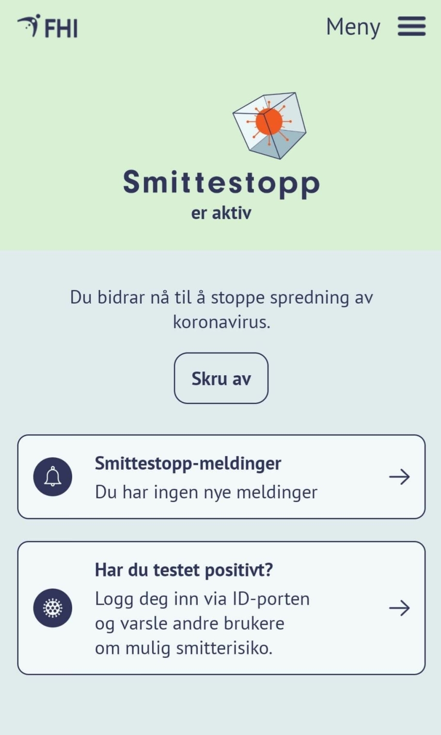 SMITTESTOPP: Det er frivillig å bruke denne appen.