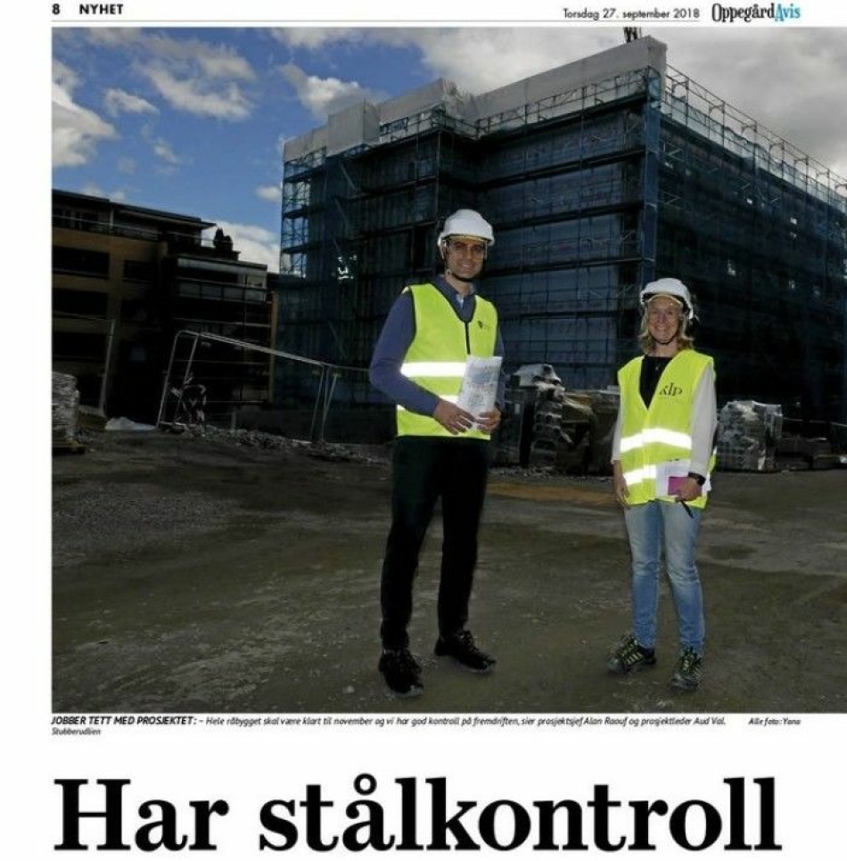 HADDE STÅLKONTROLL FREM TIL HØSTEN 2018: I Oppegård Avis fra 27. september 2018 kunne du lese at kommunen på den tiden hadde stålkontroll på det økonomiske rundt prosjektet.