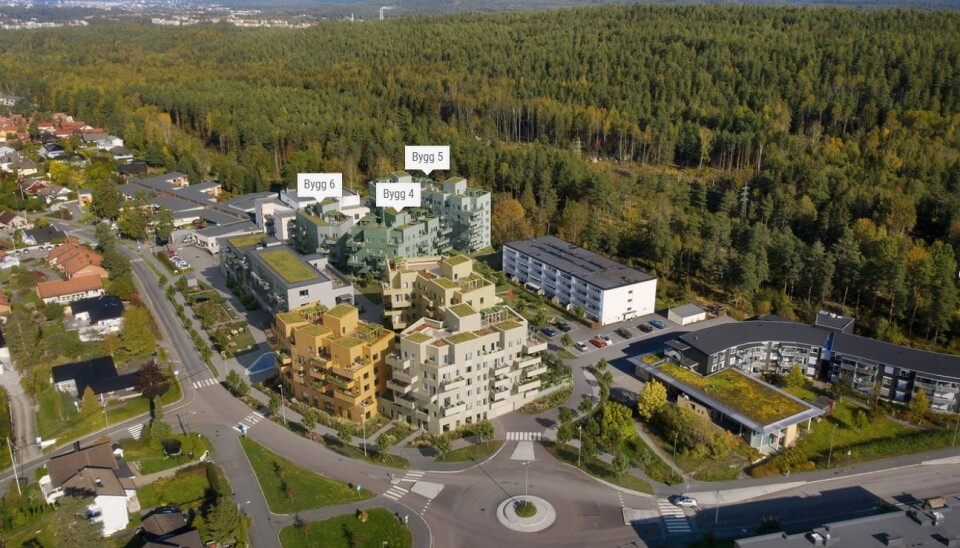 SLIK KAN TÅRNÅSEN TORG SE UT: Slik skal Tårnåsen Torg se ut når alt er ferdig. Første byggetrinn består av tre bygninger nord i planområdet (bygg 4-6 på illustrasjonen). Illustrasjon: A-lab SLIK KAN TÅRNÅSEN TORG SE UT: Slik skal Tårnåsen Torg se ut når alt er ferdig. Første byggetrinn består av tre bygninger nord i planområdet (bygg 4-6 på illustrasjonen). Illustrasjon: A-lab