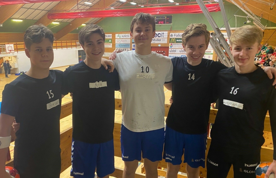 LOVENDE: Mats Borge (f.v.), Jacob Niss, Martin Fjeldstad, Magnus Tellefsen og Marius Åberge er alle tatt ut til dagens regionale landslagssamling i håndball for 2006-årgangen.