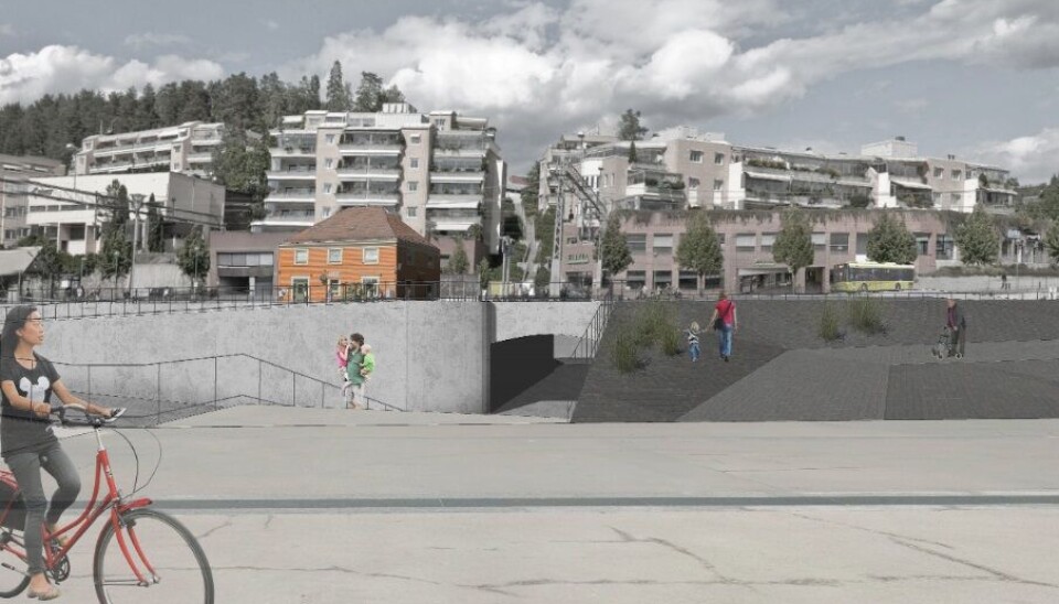 SLIK SKULLE NY KOLBOTN STASJON SE UT: Illustrasjonen fra 2017 viser hvordan Kolbotn stasjon skulle se ut etter ombyggingen, som skulle starte om ett år. SLIK SKULLE NY KOLBOTN STASJON SE UT: Illustrasjonen fra 2017 viser hvordan Kolbotn stasjon skulle se ut etter ombyggingen, som skulle starte om ett år.