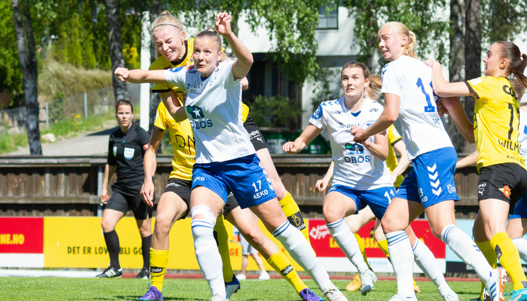 ENDELIG SEIER: Kolbotn-spillerne Emilie Østerås, Julie Hoff Klæbeo og Sara Hørte kunne endelig bokføre tre poeng mot LSK Kvinner.
