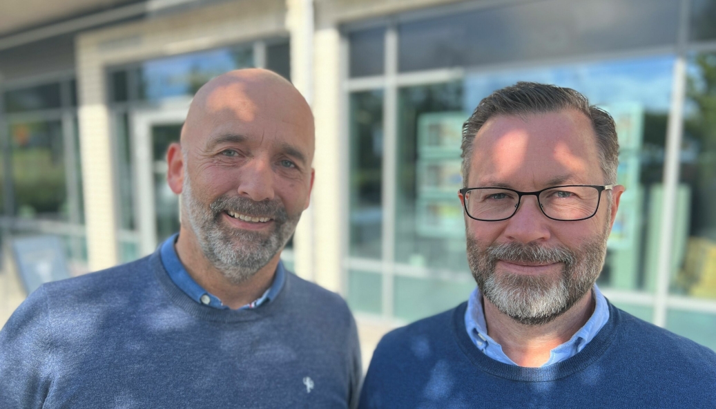 GJØR DET GODT: Stig Reklev (t.v.) og Geir H. Zetterstrøm hos Privatmegleren Kvadrat på Kolbotn har levert gode tall det siste året.