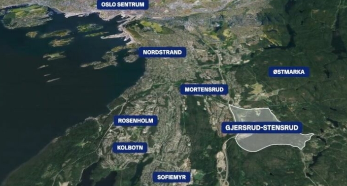 GJERSRUD-STENSRUD: Den nye bydelen Gjersrud-Stensrud ligger sør i Oslo, på grensen til Nordre Follo.