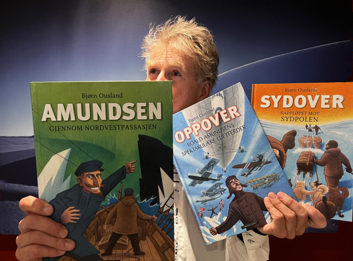 SKAL FORTELLE OM AMUNDSEN: Lørdag kan du oppleve en spennende fortellerstund med forfatter Bjørn Ousland. Han har skrevet og illustrert tre prisbelønte bøker for unge om Roald Amundsens ekspedisjoner.