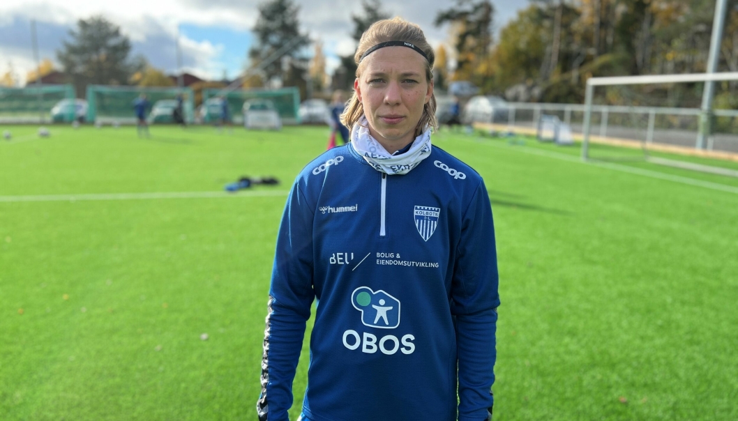 KAPTEIN: Lena Soleng Hansen er kaptein på Kolbotn. Etter treningen tirsdag tok hun seg tid til å snakke med Oppegård Avis.