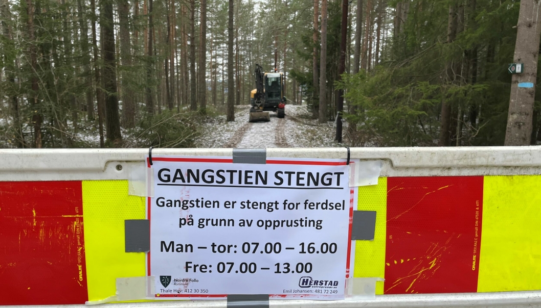 STENGT: Snarveien fra Skogkanten til Rosenholm stasjon er nå stengt.