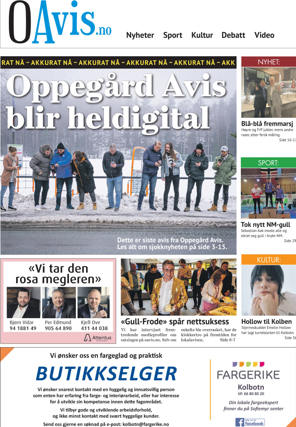 SISTE FORSIDE: En historisk forside. Slik ble tidenes siste utgave av Oppegård Avis seende ut. SISTE FORSIDE: En historisk forside. Slik ble tidenes siste utgave av Oppegård Avis seende ut.