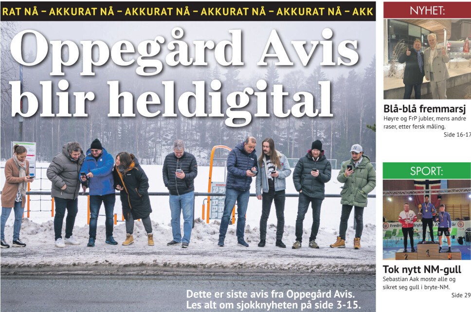 EN SISTE FORSIDE: Slik ser forsiden på ukens Oppegård Avis ut. EN SISTE FORSIDE: Slik ser forsiden på ukens Oppegård Avis ut.