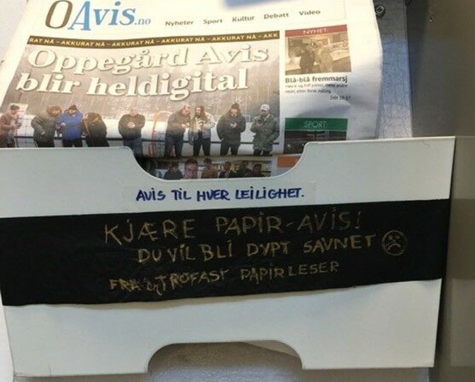 EN SISTE GANG: Slik så det ut da Oppegård Avis ble levert for siste gang. EN SISTE GANG: Slik så det ut da Oppegård Avis ble levert for siste gang.