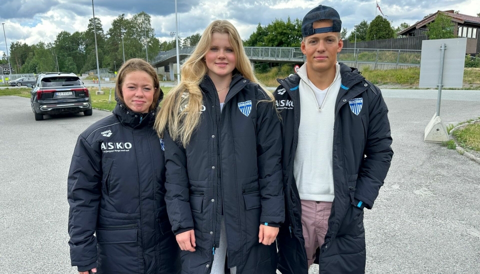 KOLBOTN-SVØMMERE: Ellinor Paulsrud-Kvisla, Ingrid K. Landerud Brevik og Troy Guldhav er klare for NM-langbane i Østfold.
