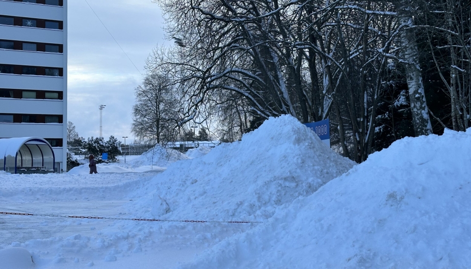 DE FEM SØSTRE: De fem snøhaugene ligger på rad og rekke i denne snøhaug-kjeden et sted i gamle Oppegård.