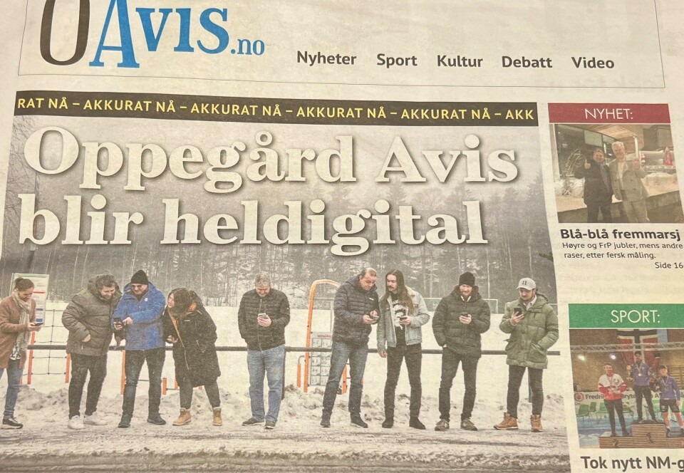 HISTORISK: Slik så den ut, den aller siste Oppegård Avis-forsiden gjennom tidene.